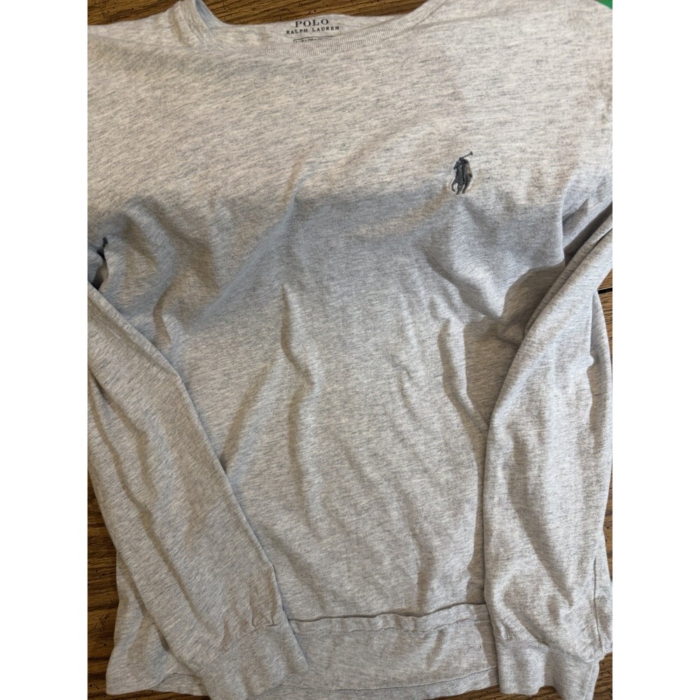 Polo Ralph Lauren Heather Grey Long Sleeve Crew Tee Boys L 14-16 Men S